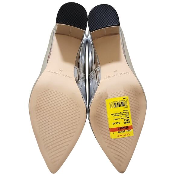 Marc Fisher Women Viviene Pointed Toe Pump Heels Size US 8M Silver Metallic - Picture 5 of 6
